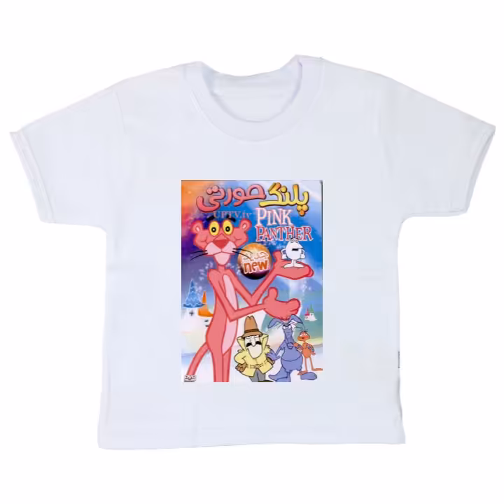 تیشرت   سفید  طرح پلنگ صورتی 