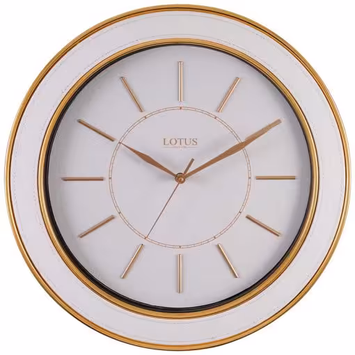 ساعت دیواری فلزی LYON کد LC-2205 رنگ WHITE/GOLD
