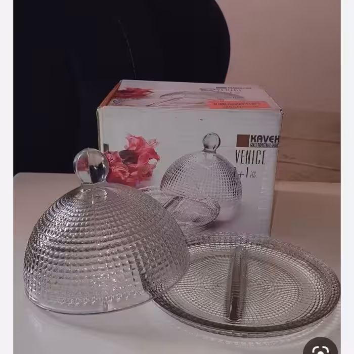 جای پنیر و کره کریستال ونیز درب دار