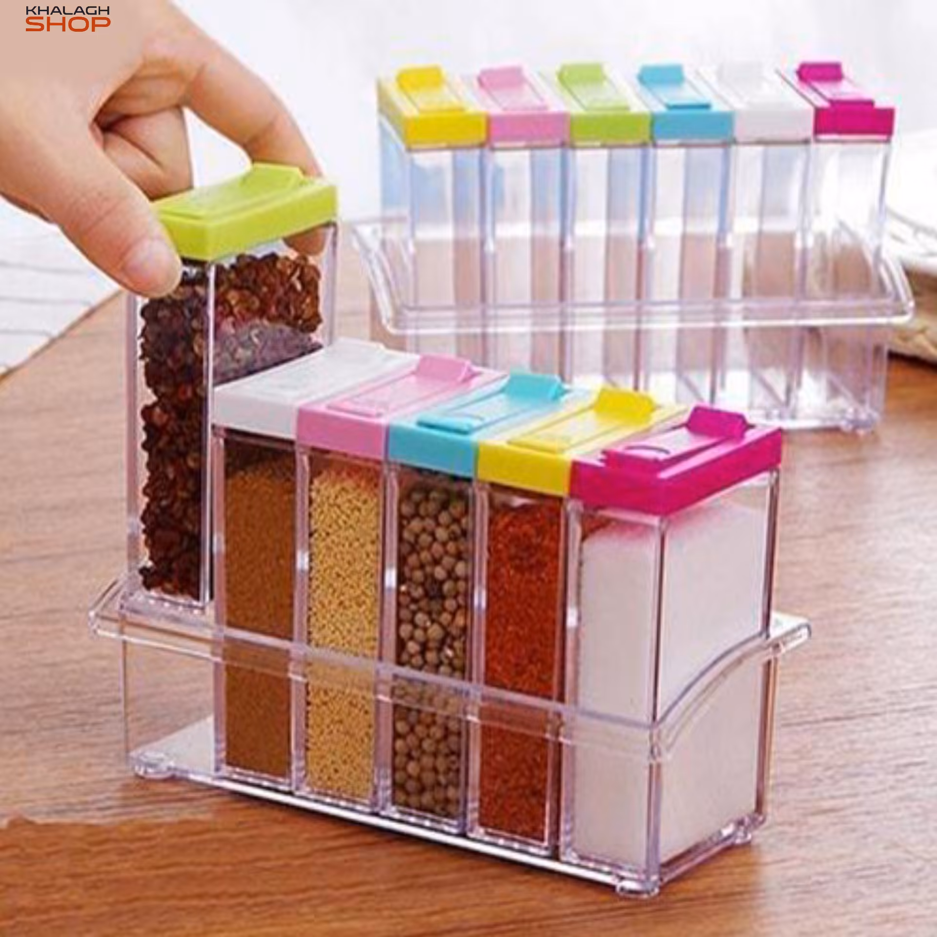 جا ادویه 6 تایی درب رنگی