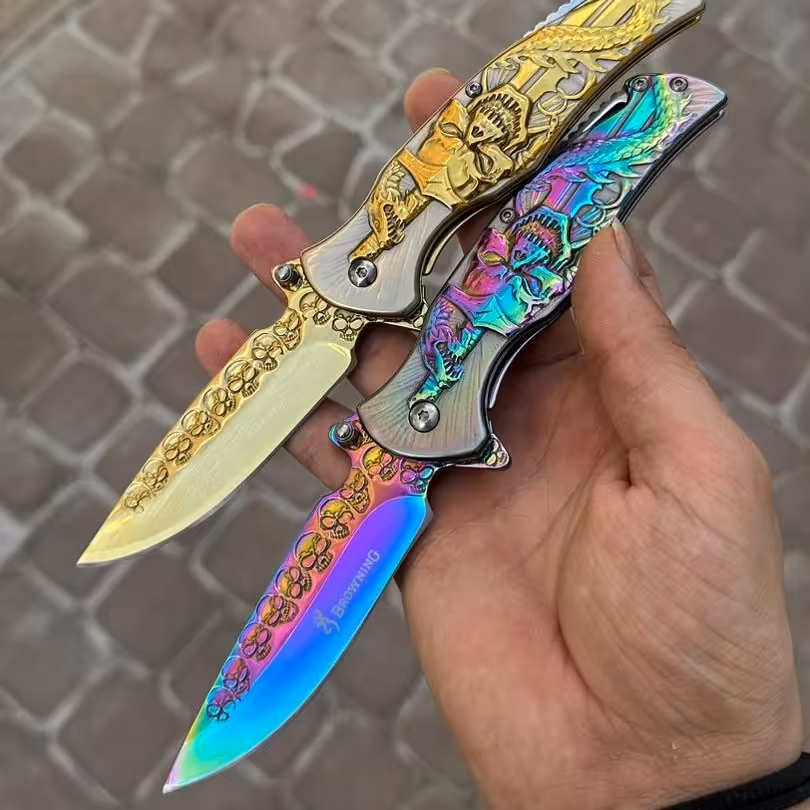 چاقوی کلکسیونی برونینگ اژدها طلایی و هفت رنگ تعداد کار محدود