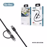 کابل دوقلو تبدیل usb به لایتنینگ و تایپ سی USB-C فست شارژ 20 وات GO-DES  uc586