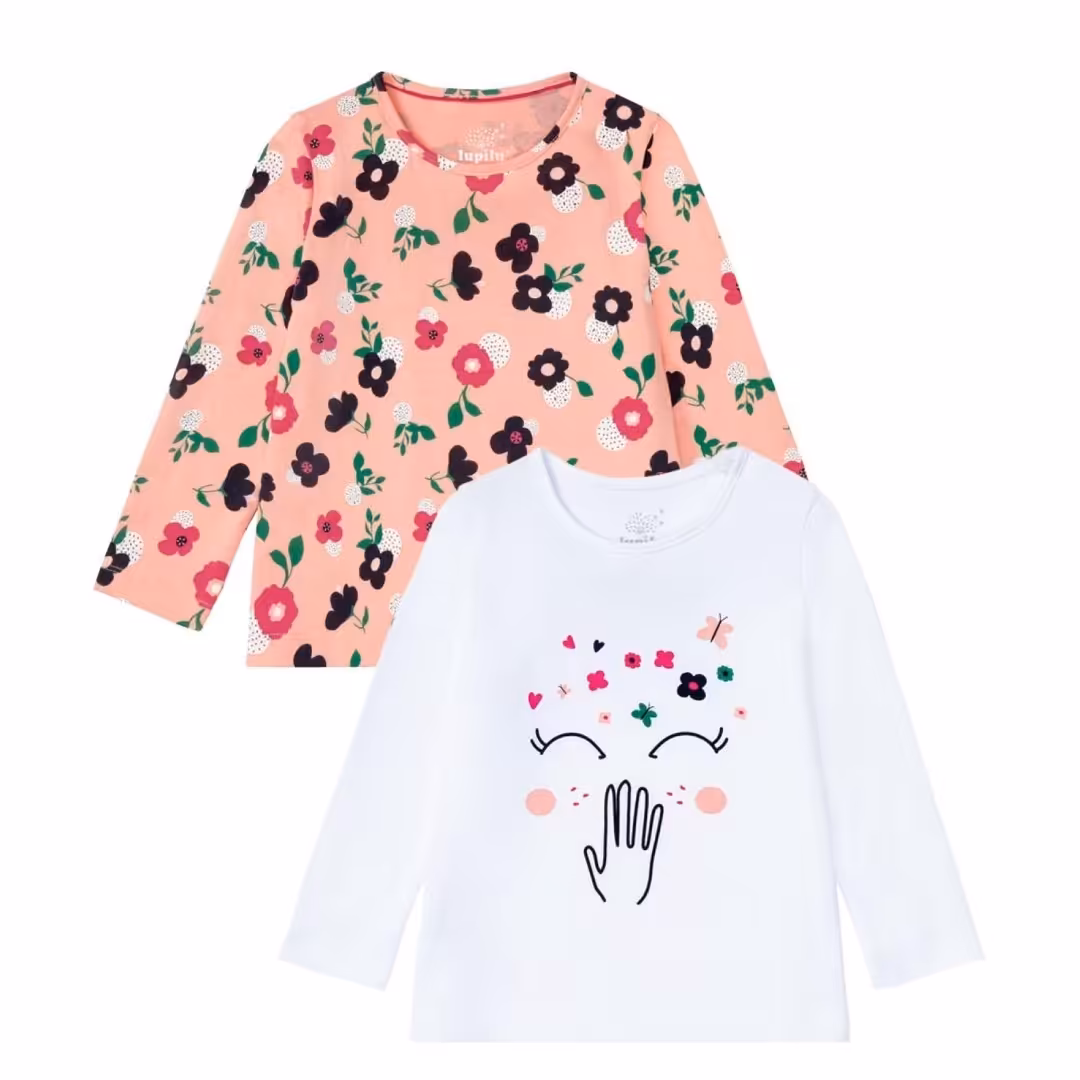   بلوز دخترانه آستین بلند لوپیلو  (پک دو عددی)