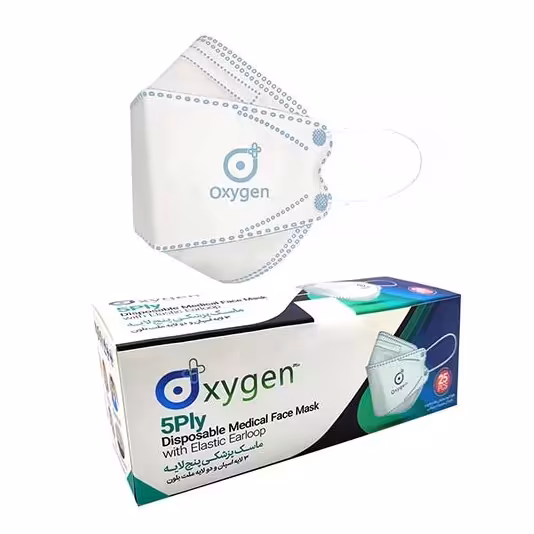 ماسک سه بعدی اکسیژن پنج لایه رنگ آبی آسمانی 25 عددی