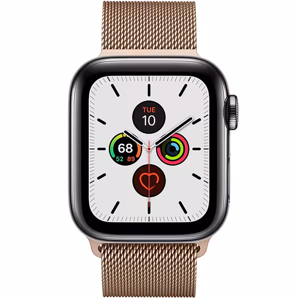 سری 5 استیل سلولار زنانه Space Black Stainless Steel Case with Gold Milanese Loop - Hiapple.ir