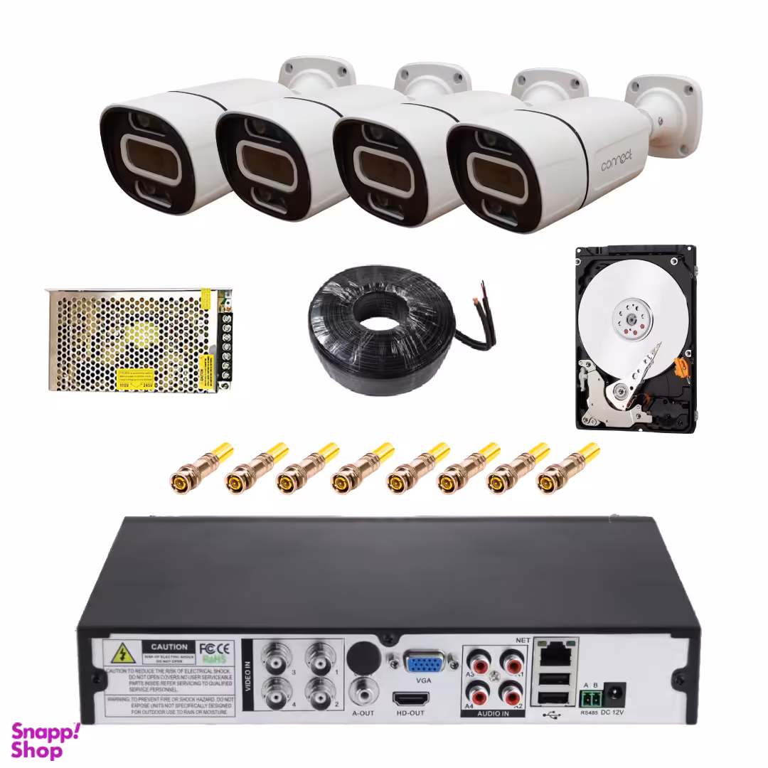 پکیج دوربین مداربسته 2 مگاپیکسل کانکت مدل Cn2053004 مجموعه 16 عددی