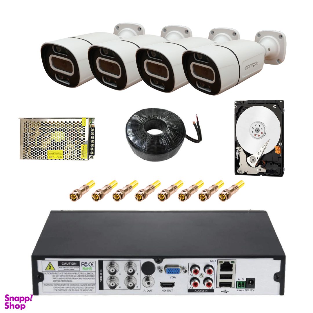 پکیج دوربین مداربسته 2 مگاپیکسل کانکت مدل Cn2053004 مجموعه 16 عددی