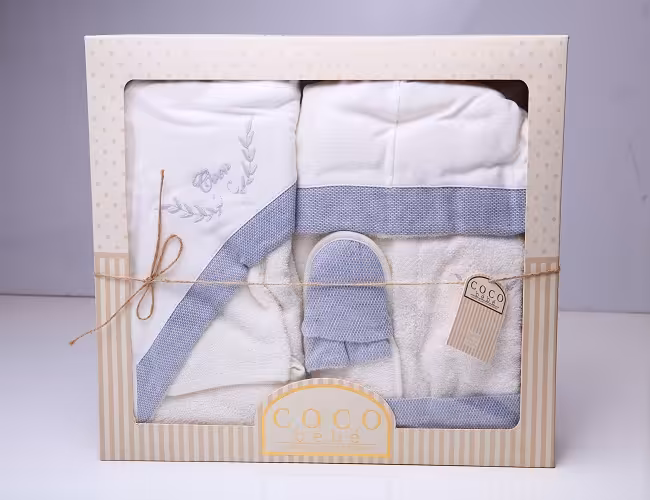 سرویس حوله نوزادی چهار تکه جعبه ای ترک بیوارگارنیک  cocobebe