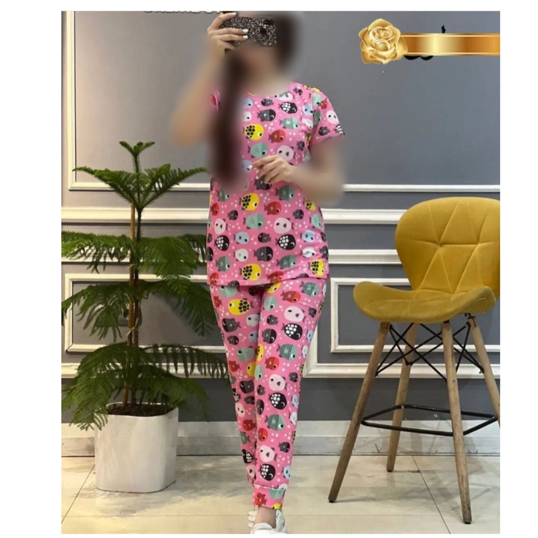 تابستانه راحتی منزل ست تیشرت شلوار عروسکی نخ پنبه فری سایز  ارسال رایگان