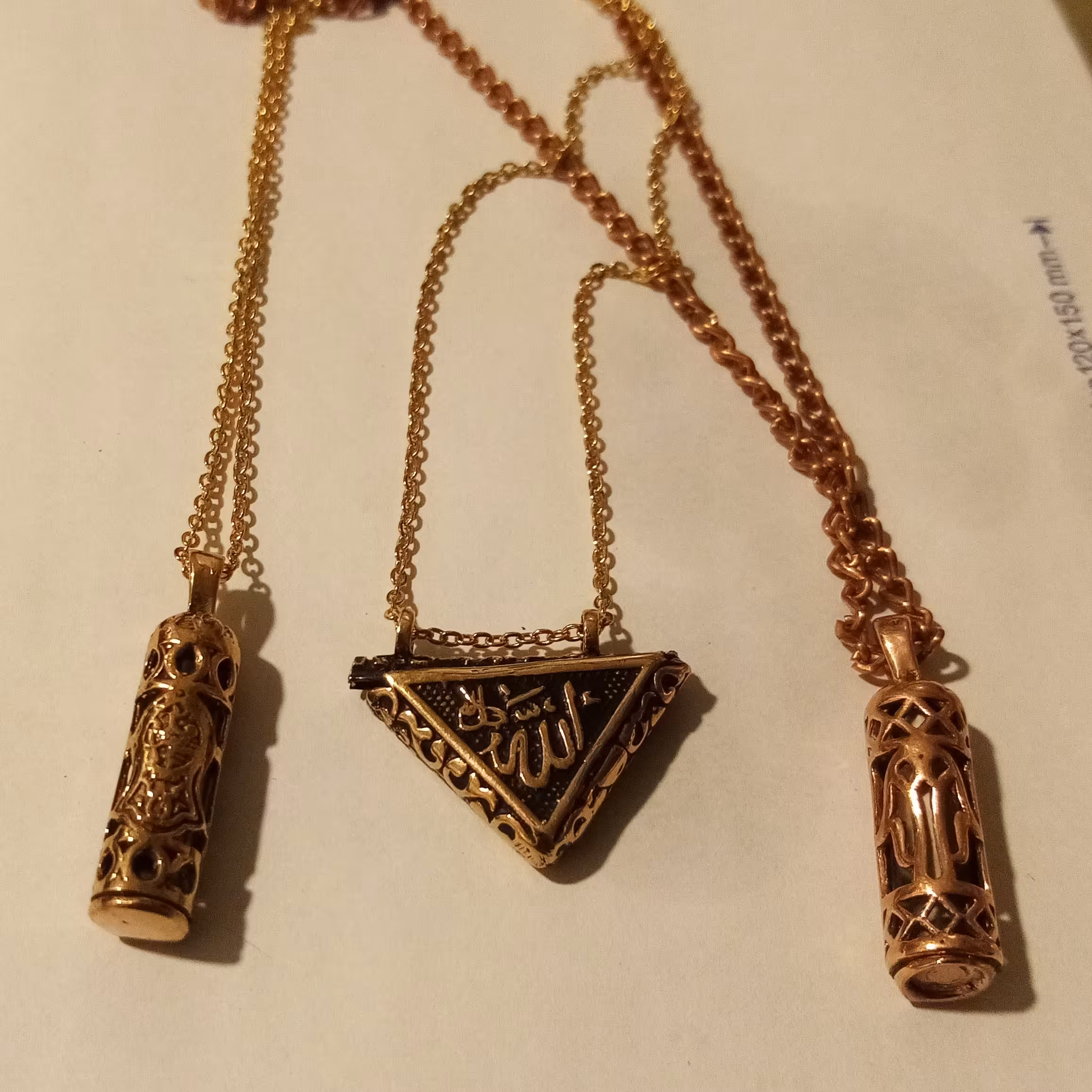 گردنبند حرز امام جواد مسی و طلا روس