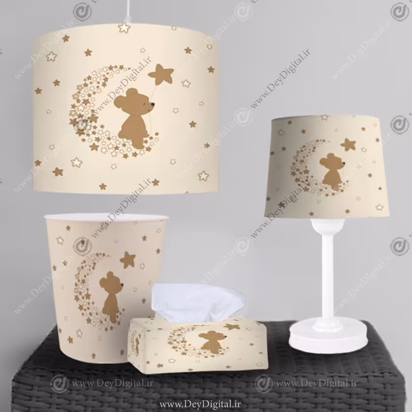 ست لوستر و آبازور اتاق بچه طرح خرسی CS-1293