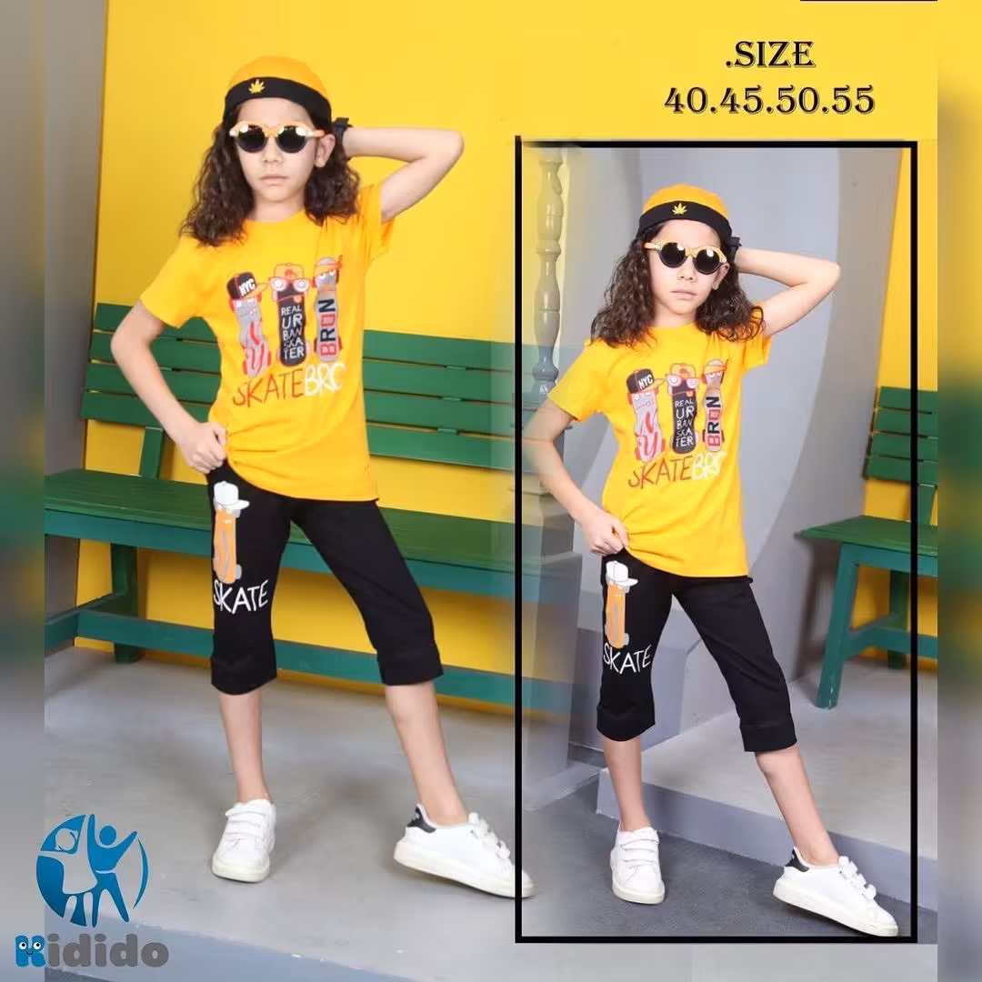 لباس ست  تیشرت و شلوار فانتزی خواهر و برادری طرح اسکیتی بسیار جذاب و با کیفیت