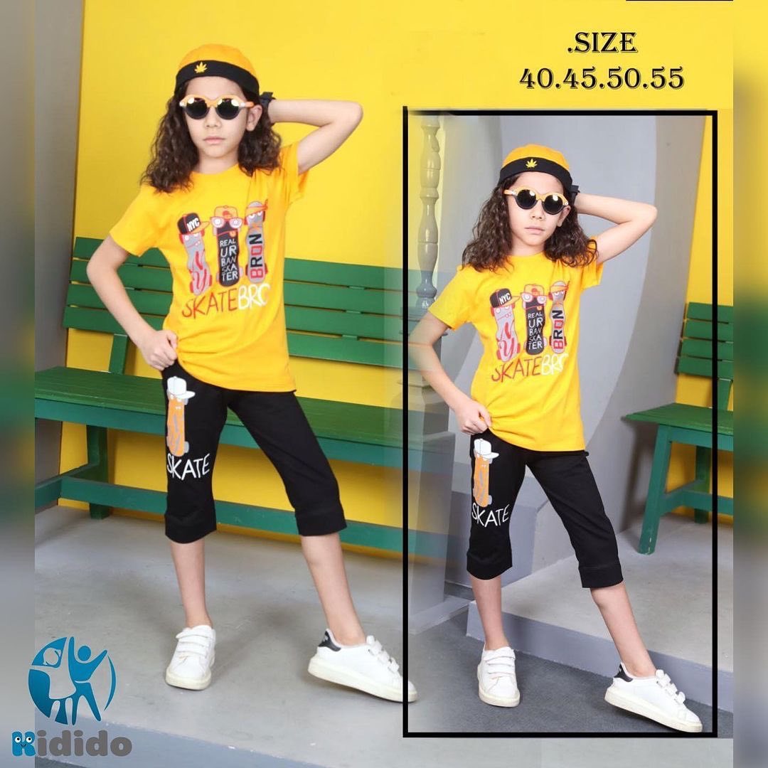 لباس ست  تیشرت و شلوار فانتزی خواهر و برادری طرح اسکیتی بسیار جذاب و با کیفیت