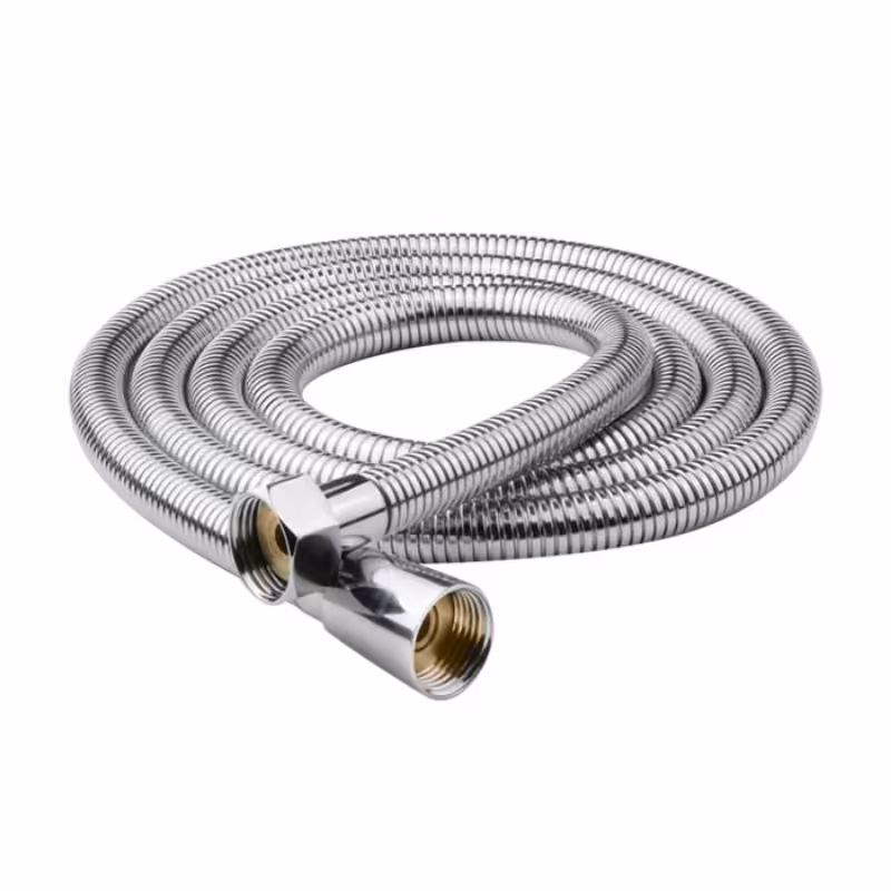 شلنگ دوش ریزبافت کروم تمام برنج 