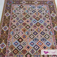 گلیم ماشینی 6 متری طرح محراب بژ