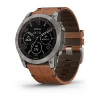 ساعت هوشمند گارمین مدل Fenix 7X Sapphire Solar Titanium with Chestnut Leather Band