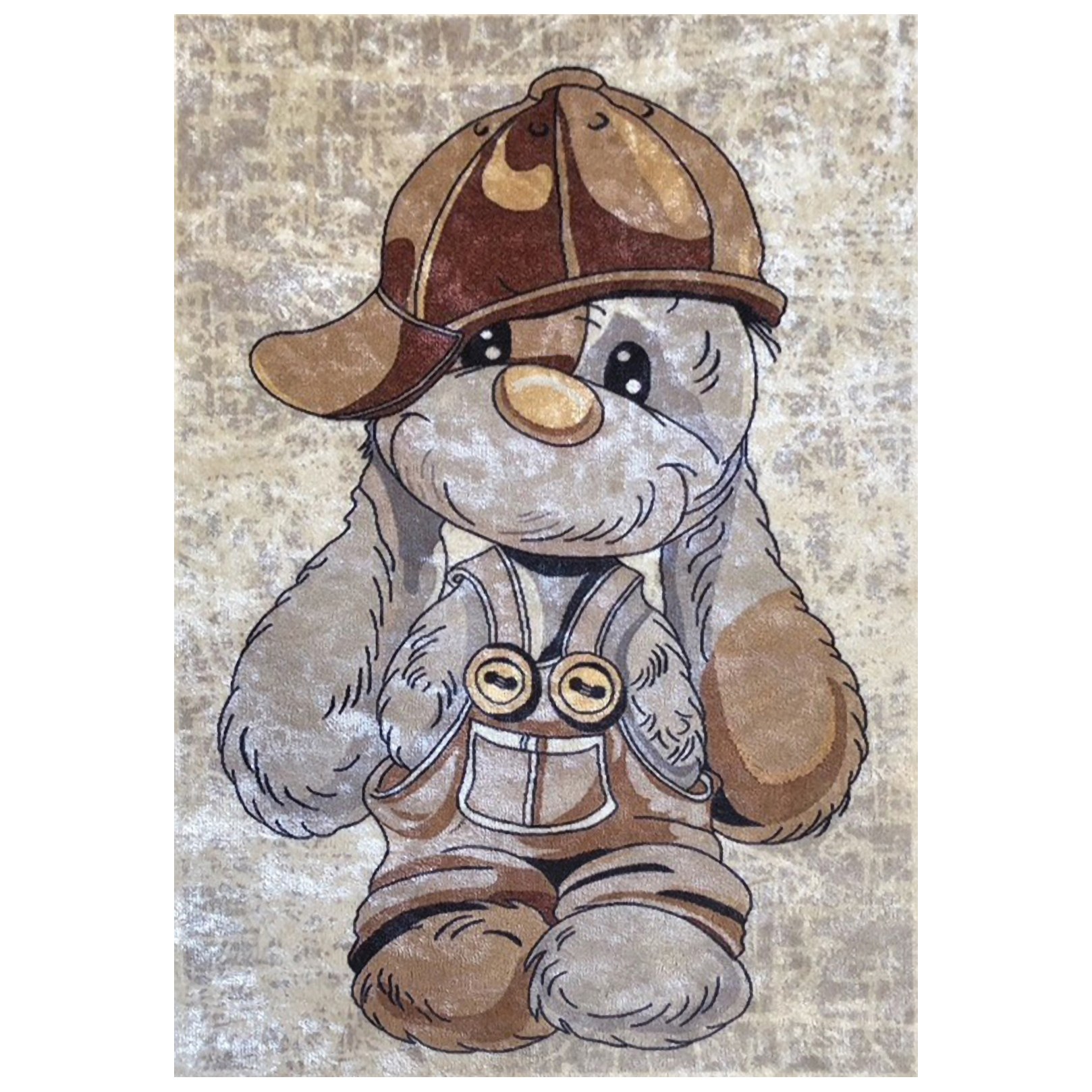 فرش ماشینی زانیس ارسال رایگان کد1102طرح کودک خرگوشی کرم تک رو سایز  42x30 سانت