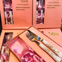 چاقو چنگال گلدار دسته سرامیکی برند mgs 12 پارچه