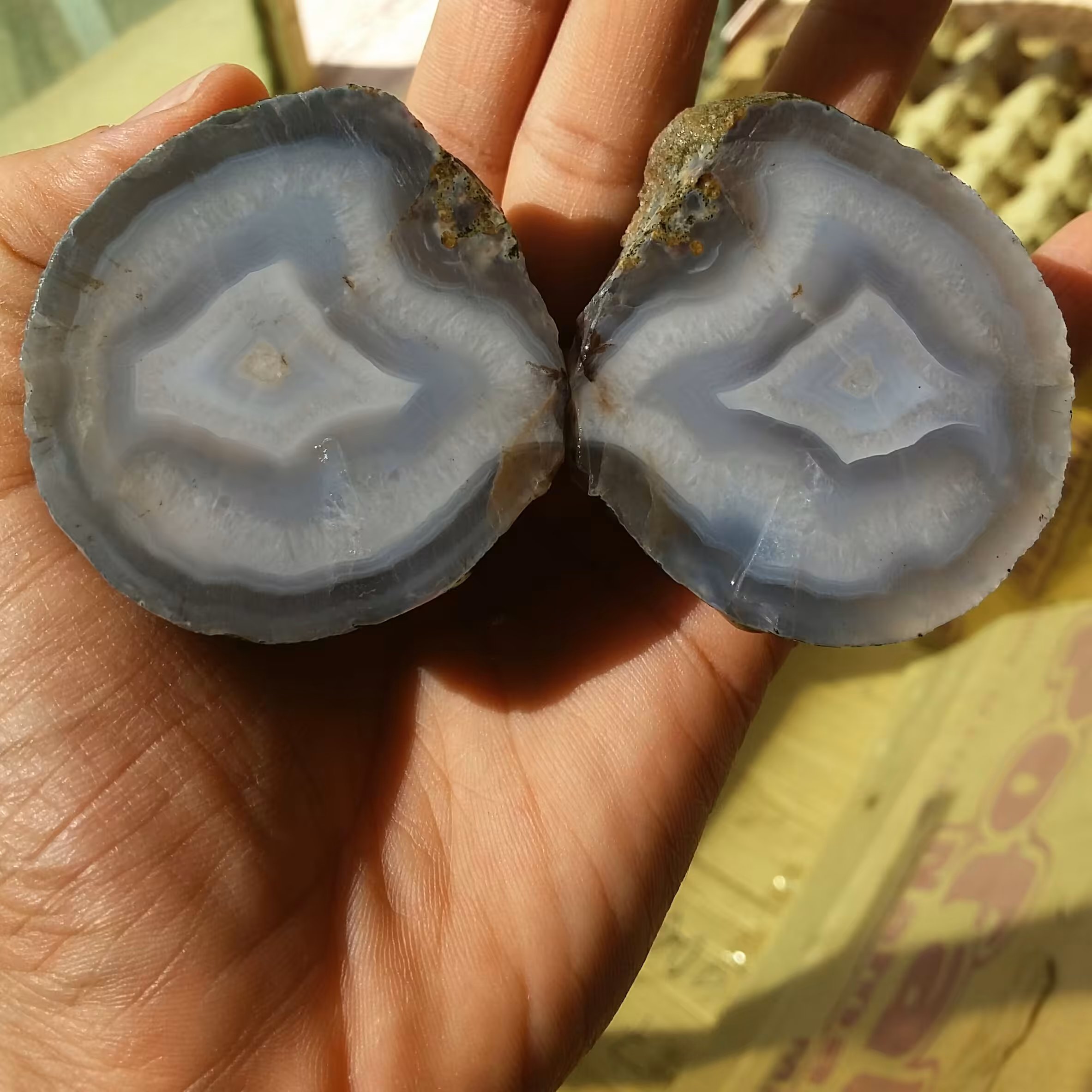 جفت اسلایس سنگ عقیق سلیمانی 3بعدی مصور(چشم) 100درصد طبیعی شاهکار خلقت