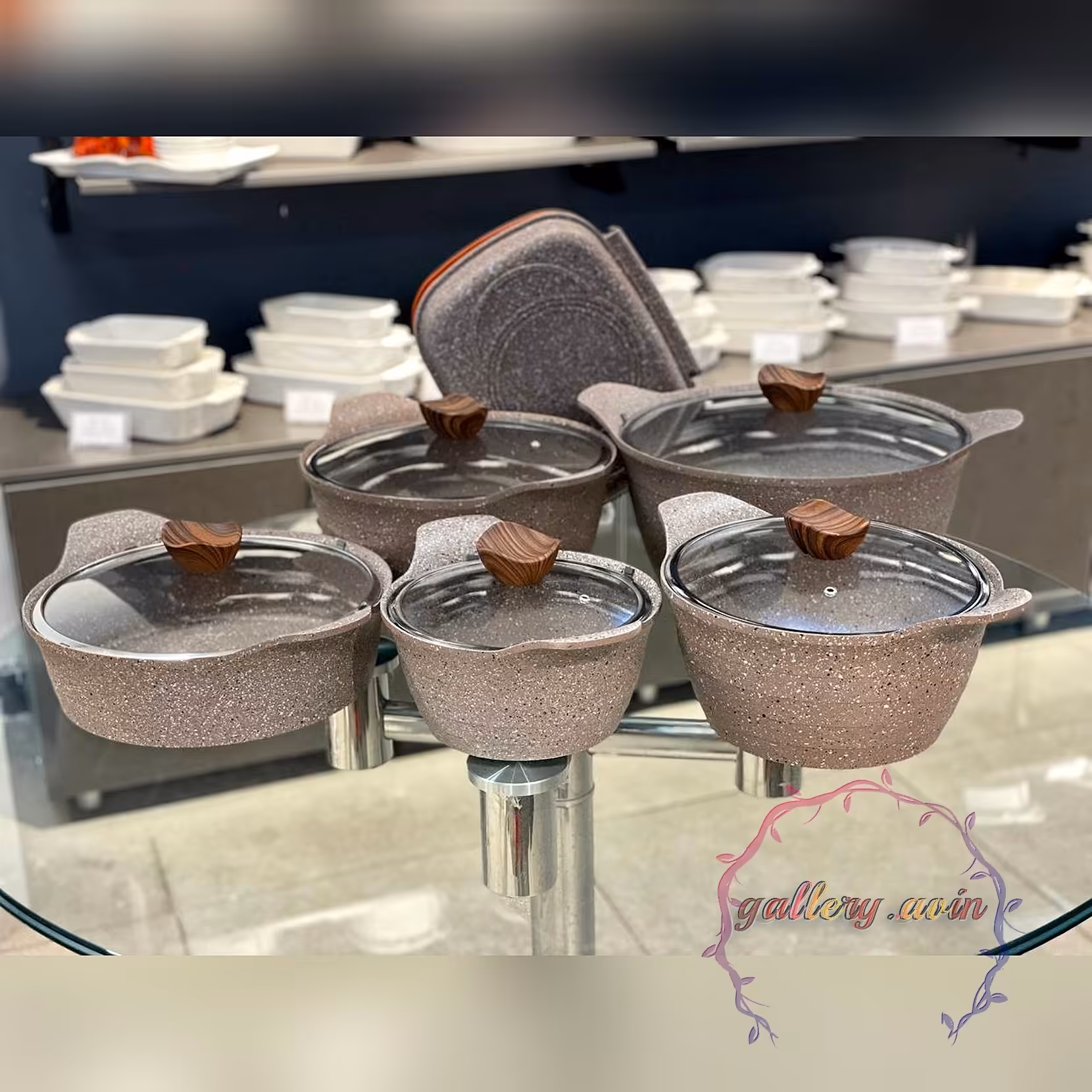 سرویس قابلمه 12پارچه  دالتون  دو رو گرانیت رنگ رزگلد