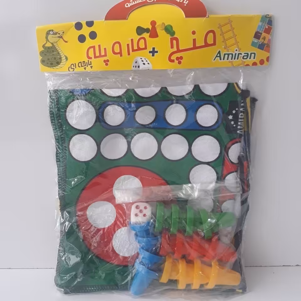 منچ و مارپله پارچه ای با کیفیت عالی، تاس و مهره های بزرگ