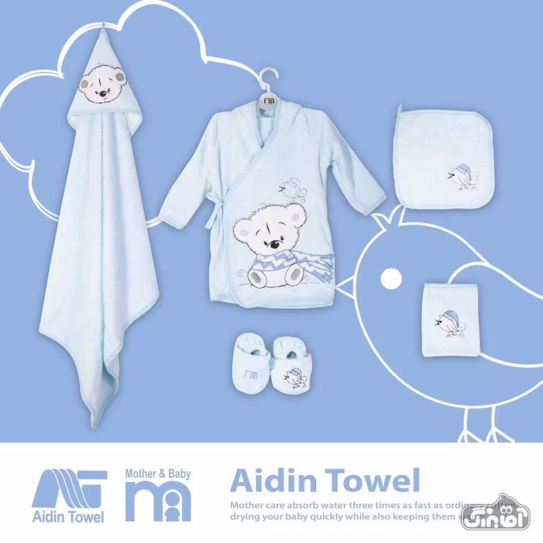 ‎ست حوله نوزادی مادرکر کیمونو طرح خرس شالگردنی