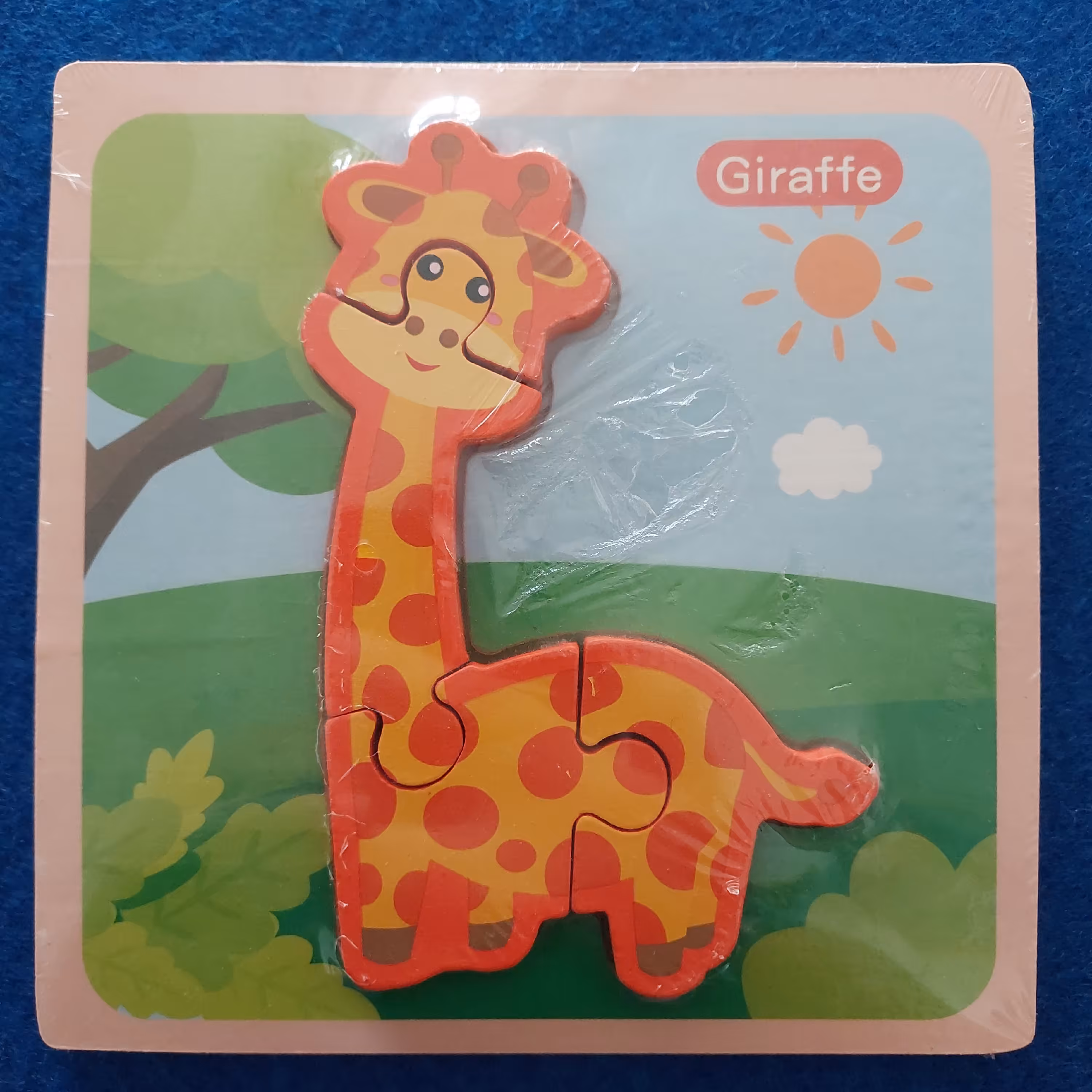 پازل چوبی برجسته 4 تکه طرح زرافه