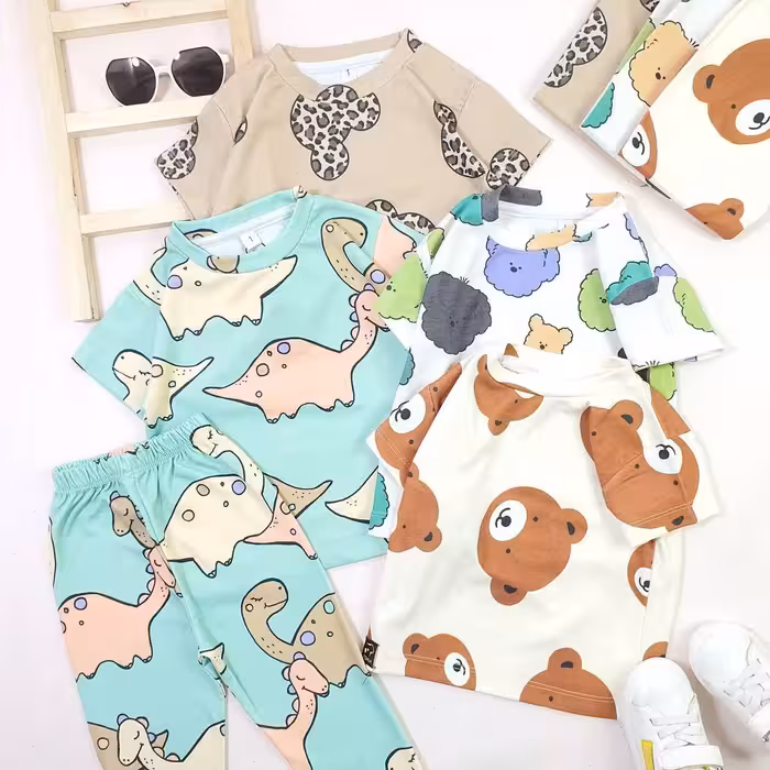 تیشرت آستین کوتاه و شلوار اسپرت مناسب 1 تا 8 سال 