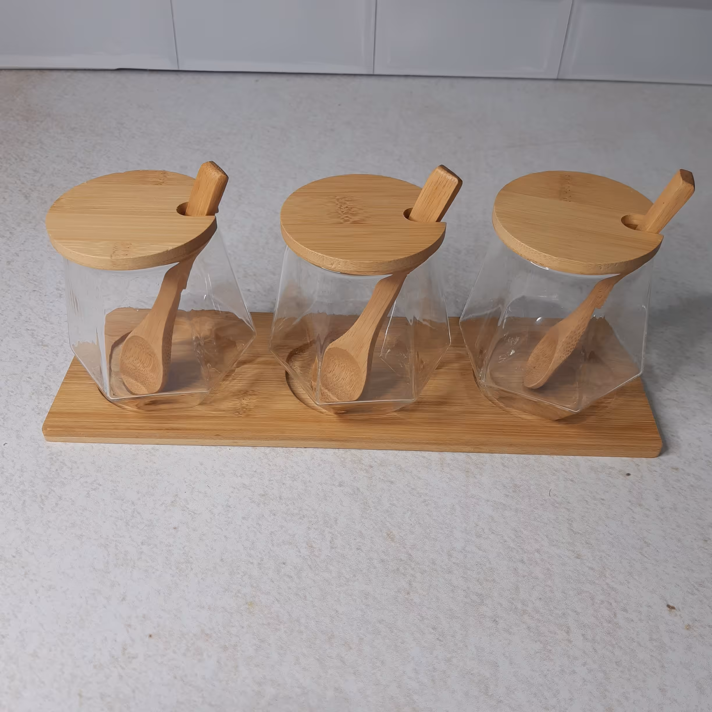 جا ادویه سه تایی بامبو طرح الماسی ( یه کار وارداتی و خاص )