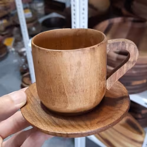 فنجان نعلبکی چوبی دکوری