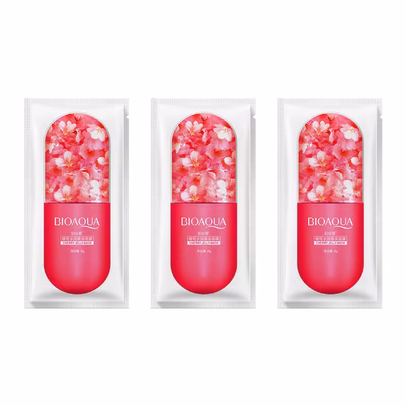 ماسک صورت بایو آکوا مدل Cherry وزن 8 گرم مجموعه 3 عددی