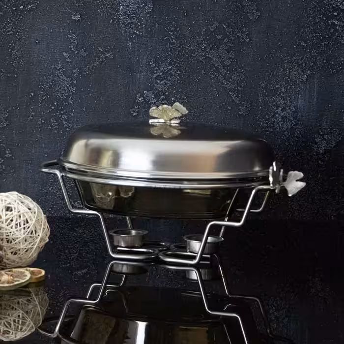 سوفله خوری نقره ای سالی نو پایه مفتولی مدل 5009N