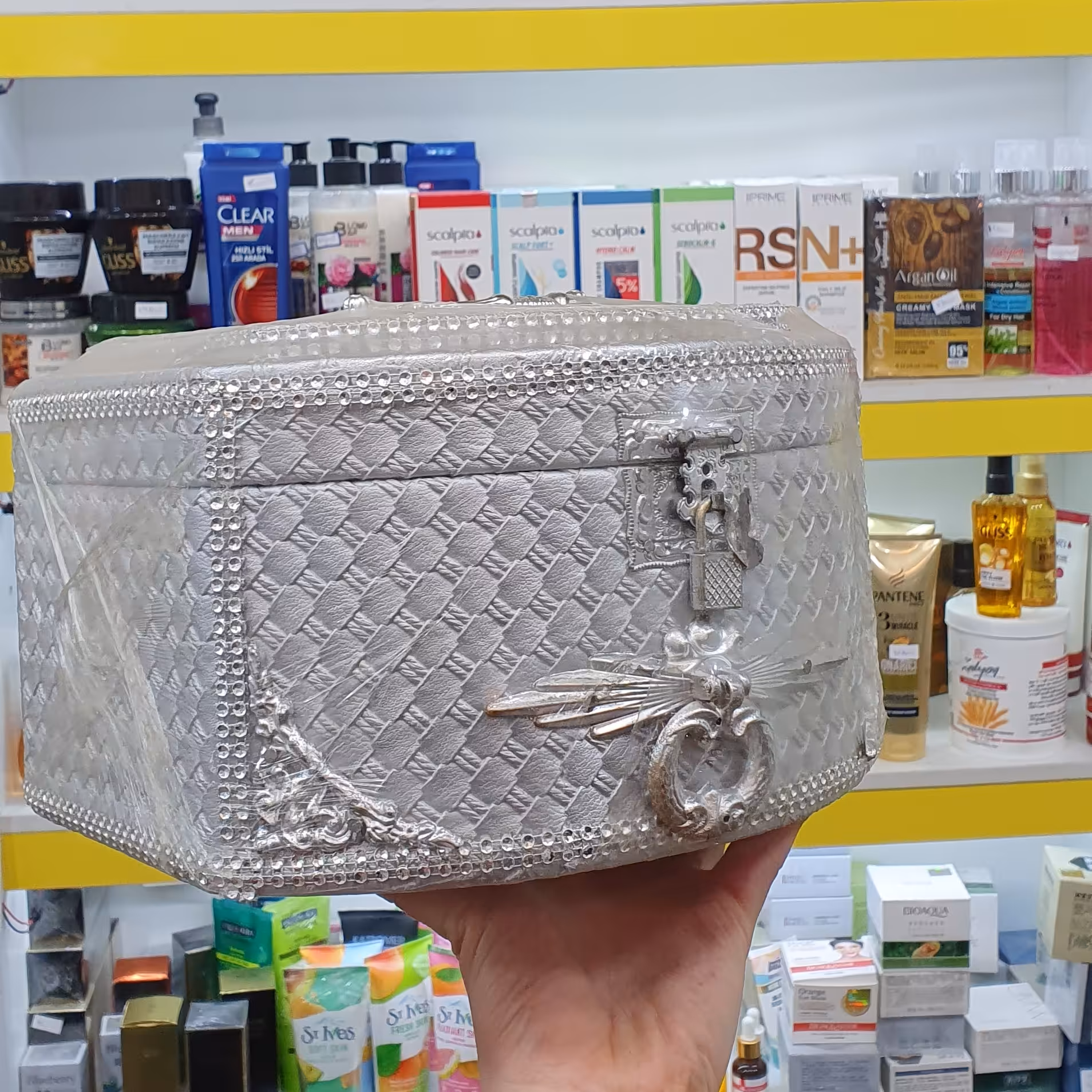 صندوقچه عروس و داماد نقره ای قفلدار