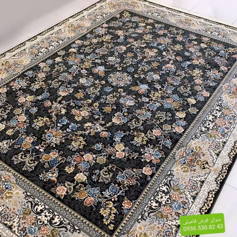 فرش ماشینی گل برجسته12متری طرح هستی متالیک تراکم3000