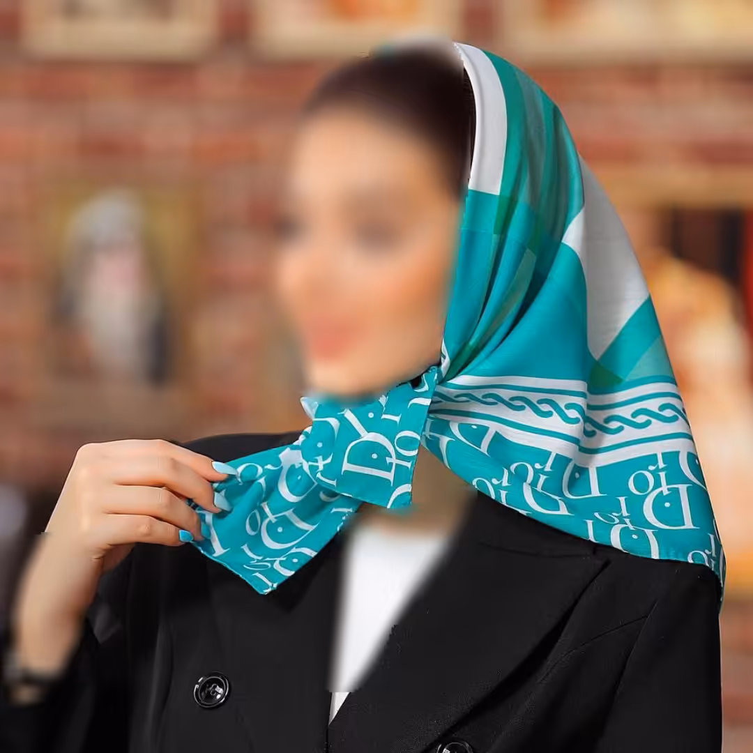 مینی اسکارف (باندانا) طیف سبز سفید طرح دیور ارسال رایگان 