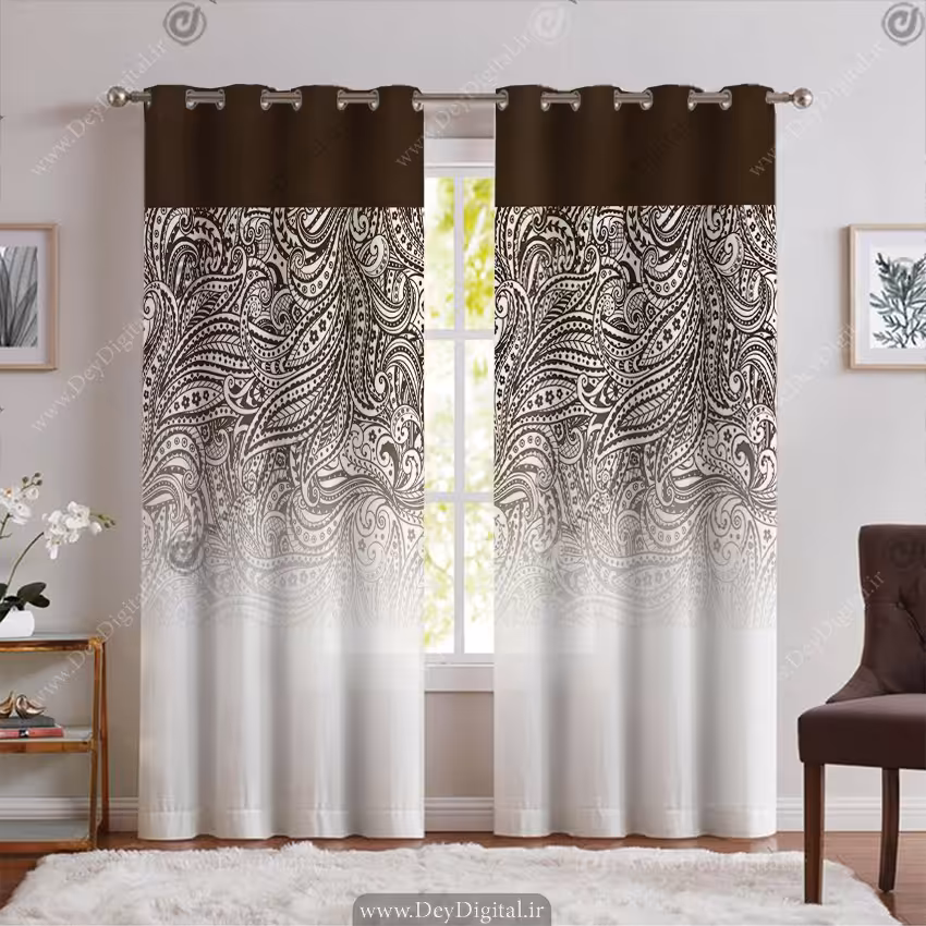 پرده پذیرایی پانچی مدل ساده رنگ قهوه ای SA-2931