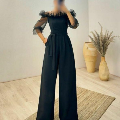 سرهمی زنانه کرپ مدل اورال کجلسی یقه عروسکی