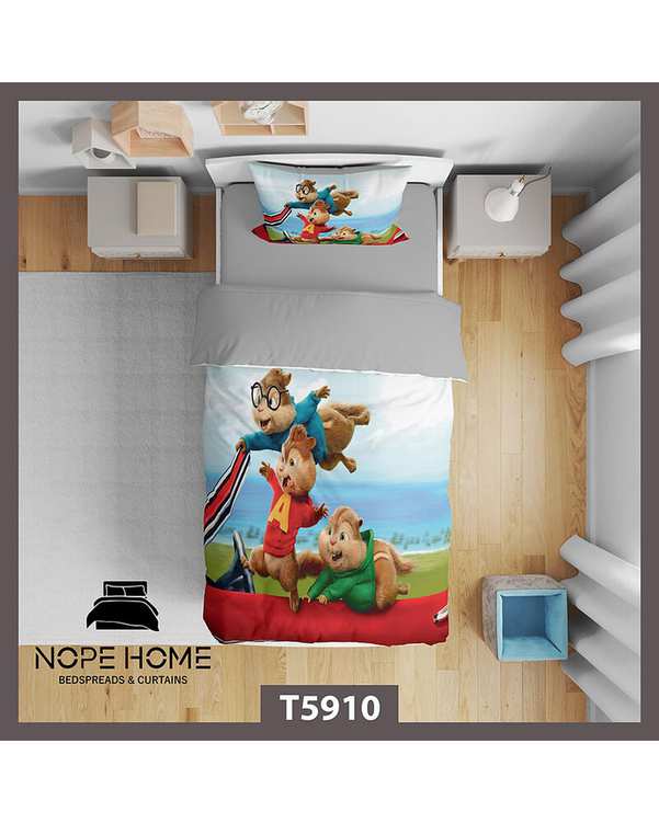 سرویس لحاف روتختی کودک یک نفره 5 تکه نوپه هوم Nopehome طرح آلوین و سنجاب ها کد T5910