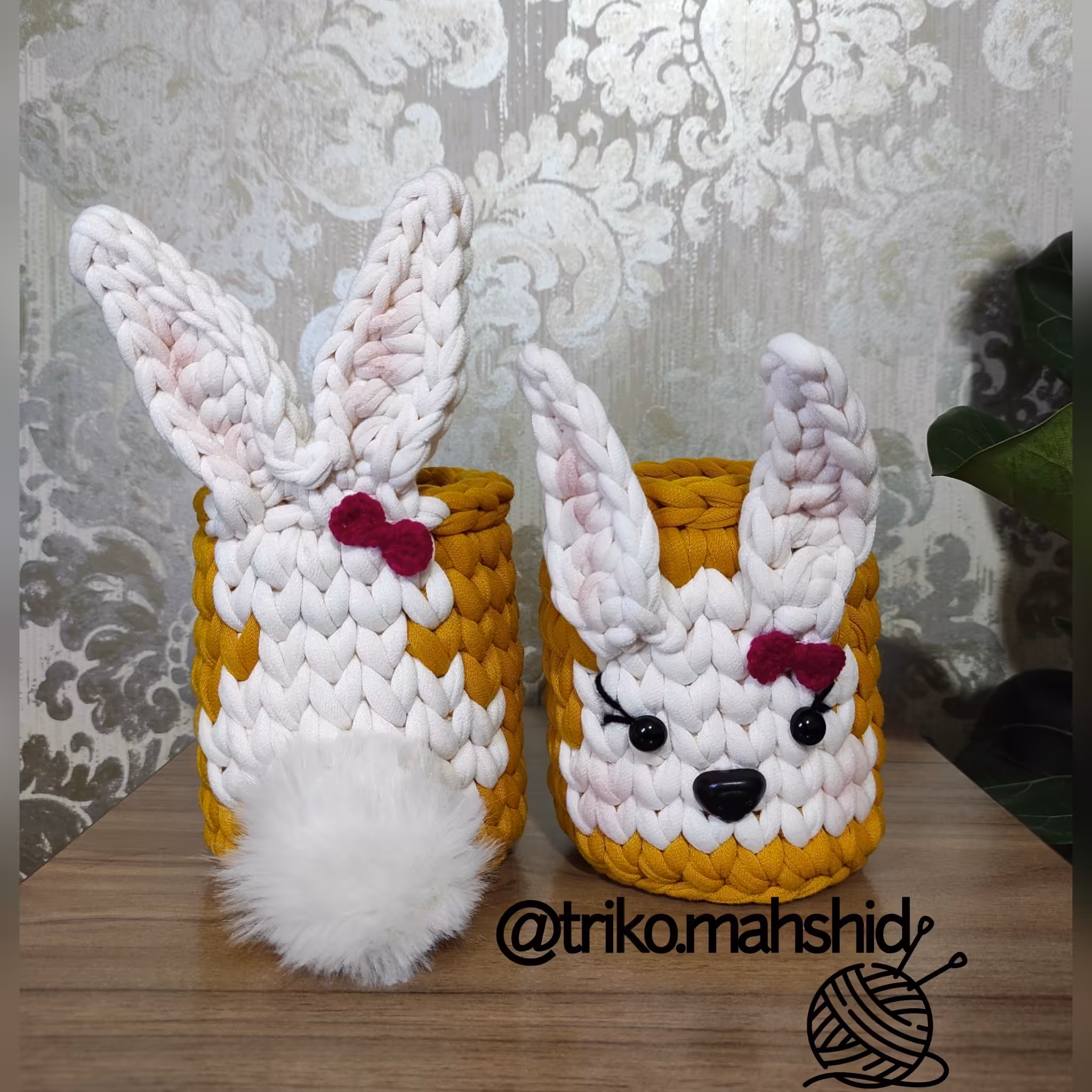 سبد تریکو عروسکی خرگوشی سایز 10