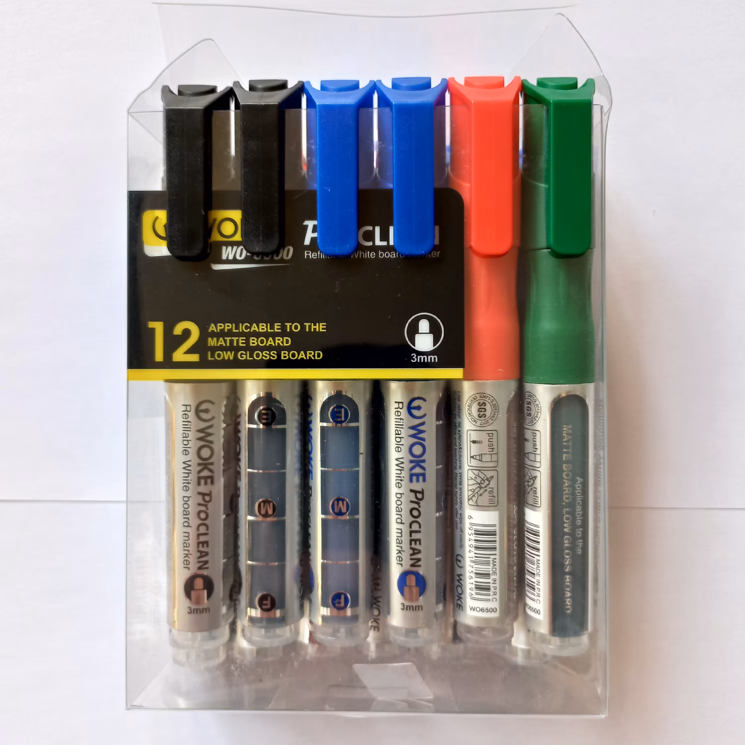 ماژیک وایت برد شارژی وُک نوک گرد (12 عددی رنگ های جور)