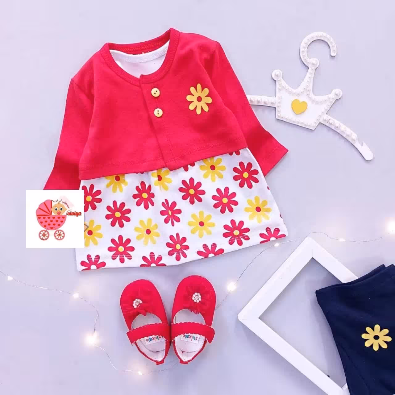 سیسمونی کت و سارافون نوزادی گل گلی(شارژمجدد،سرمه ای،قرمز)