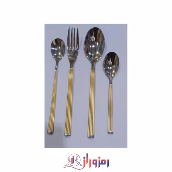 سرویس قاشق و چنگال 24  پارچه یونیک مدل کبریتی طلایی و نقره ای