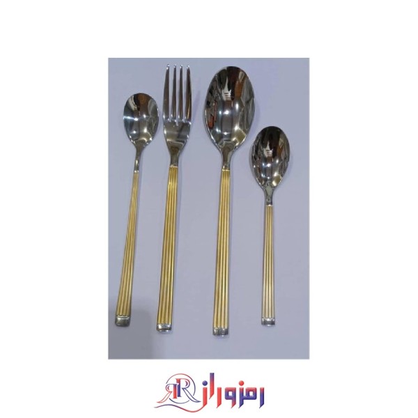 سرویس قاشق و چنگال 24 پارچه یونیک مدل کبریتی طلایی و نقره ای