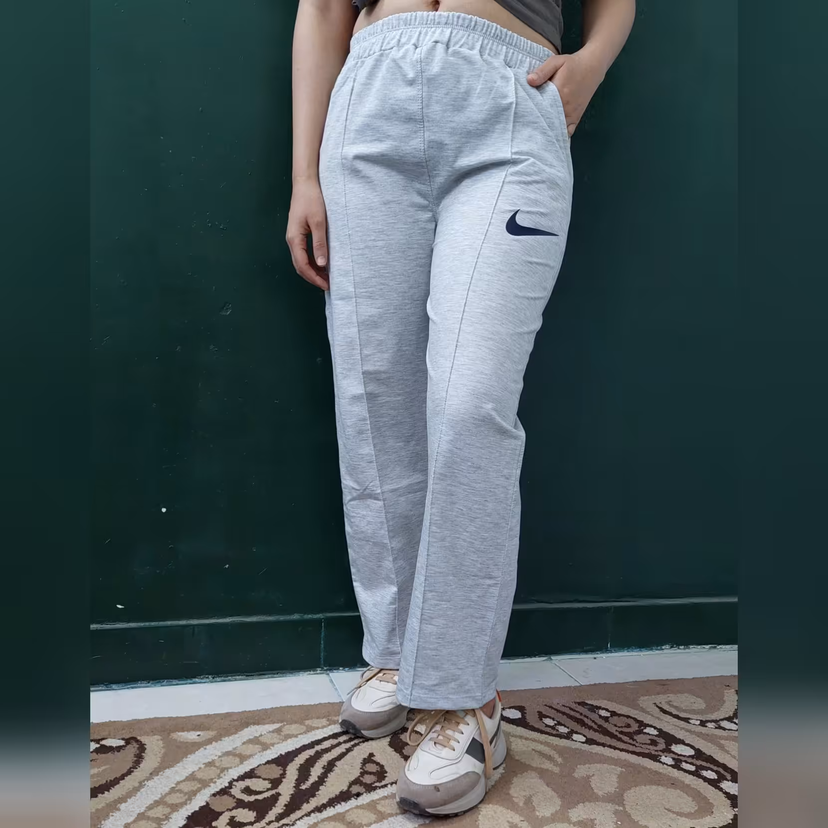 شلوار بگ طرح نایک پنبه ملانژ