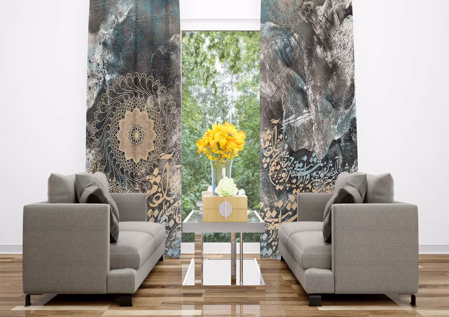 پرده خطاطی ابر و بادی