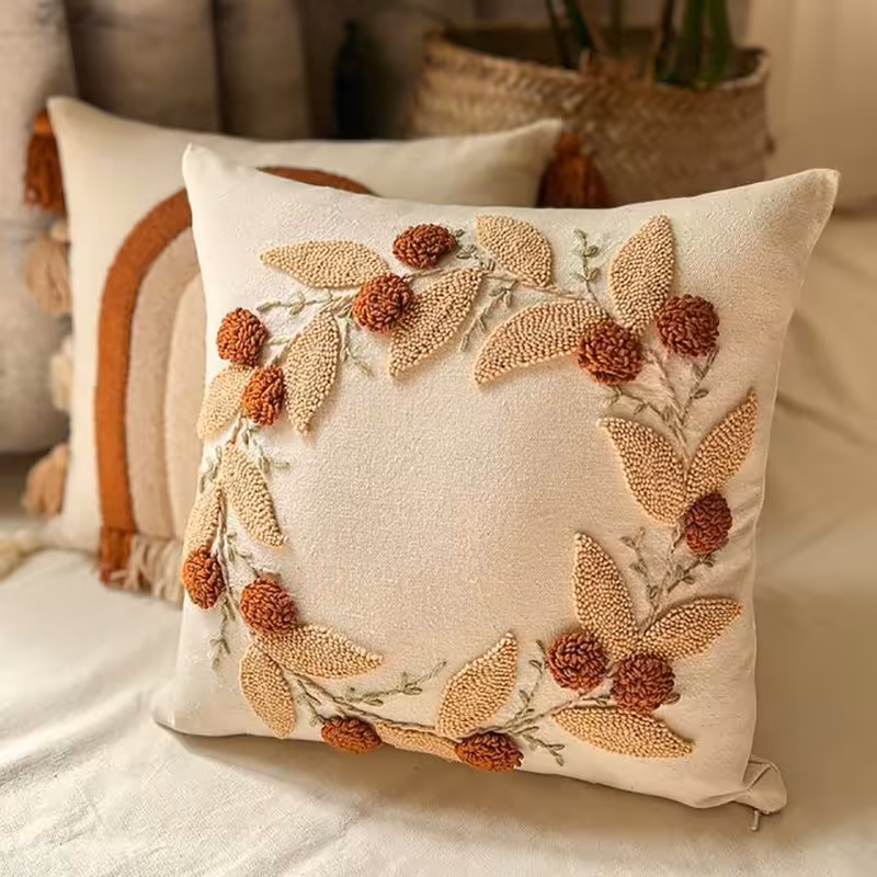 کاور کوسن هنر دستی پانچ دوزی ترکیه اندازه 40در40