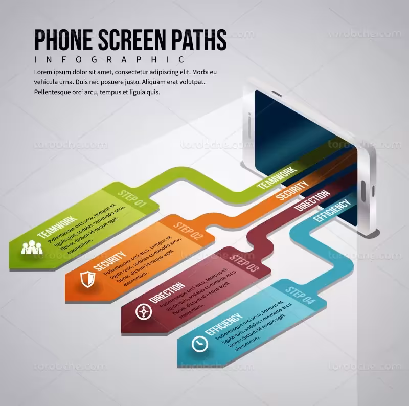 وکتور اینفوگرافیک 4 بخشی با کیفیت | گرافیک با طعم تربچه