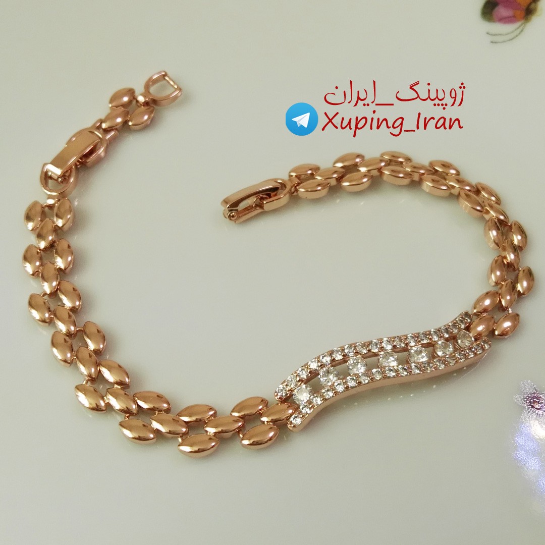 دستبند ژوپینگ نگین دار رنگ رزگلد مارک Xuping هدیه کادو