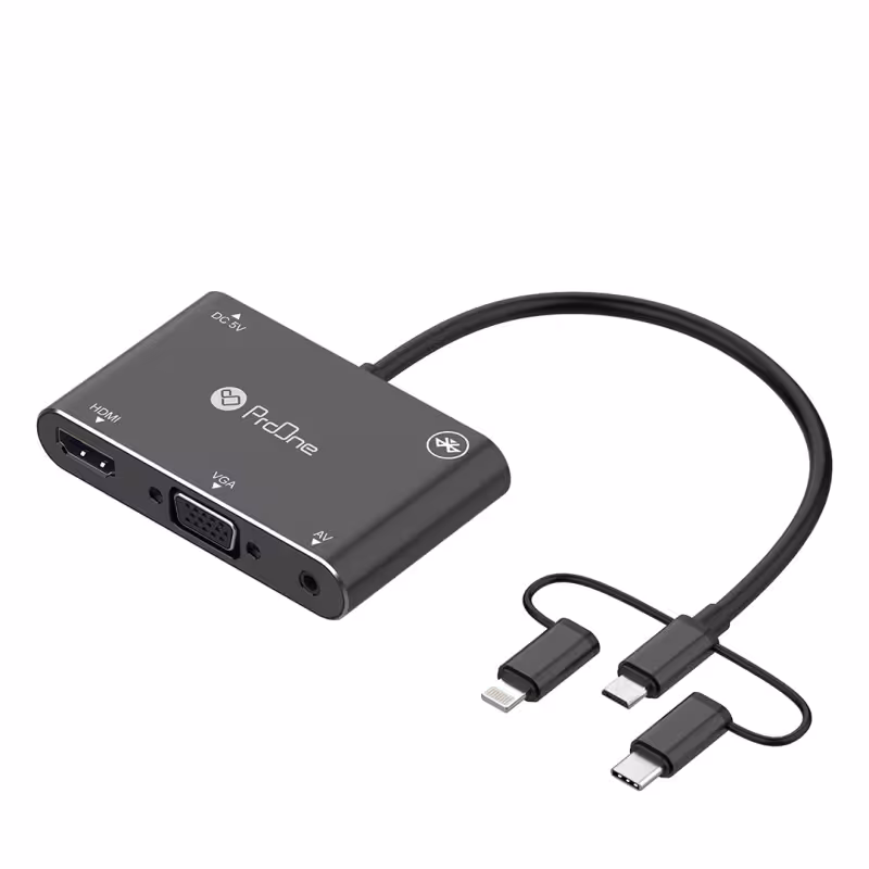 مبدل microUSB/ لایتنینگ/ USB-C به HDMI/VGA/AV پرووان مدل PHU560