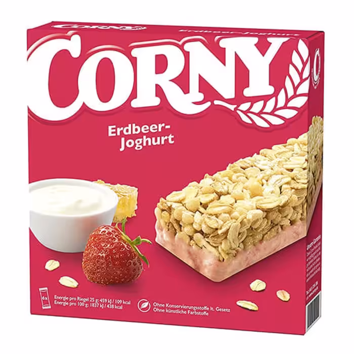 انرژی بار کورنی رژیمی با طعم ماست و توت فرنگی بسته 6 عددی